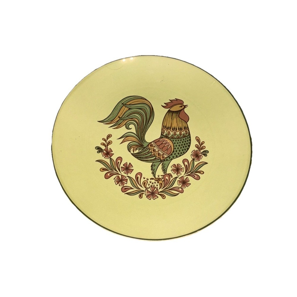 Lot 2 TS&T Taylor Smith &‎ Taylor BONNIE GREEN Rooster 10.5" Dinner Plates Farm